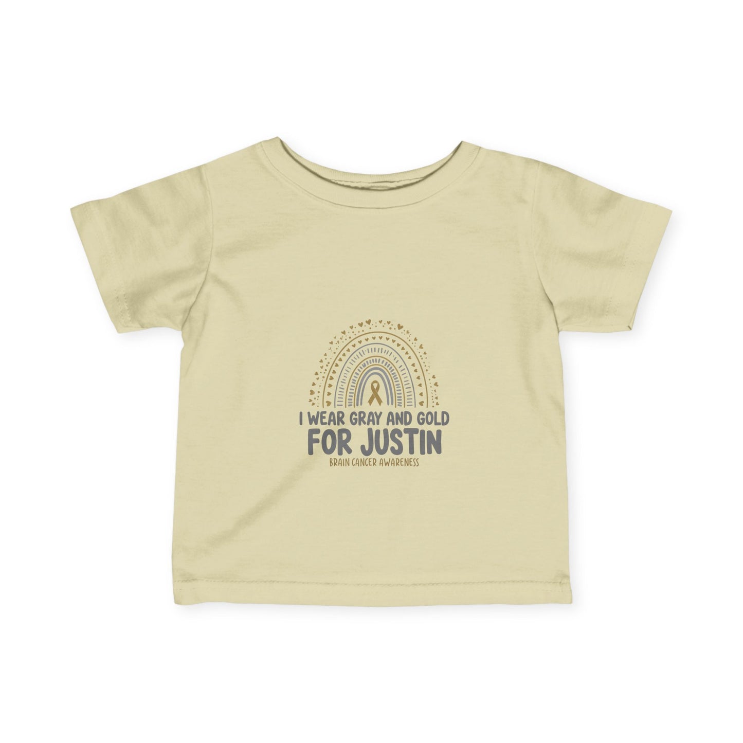 INFANT JUSTIN Tee - Gray and Gold for Justin - Brain Cancer Awareness