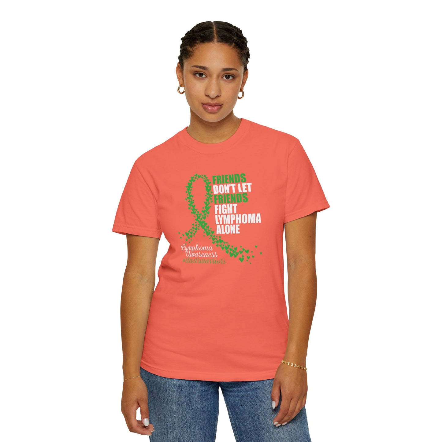 Supportive Lymphoma Awareness T-Shirt, Comfort Tee, Unisex Gift, Pink Ribbon Shirt, Friendship Tee, Cancer Awareness