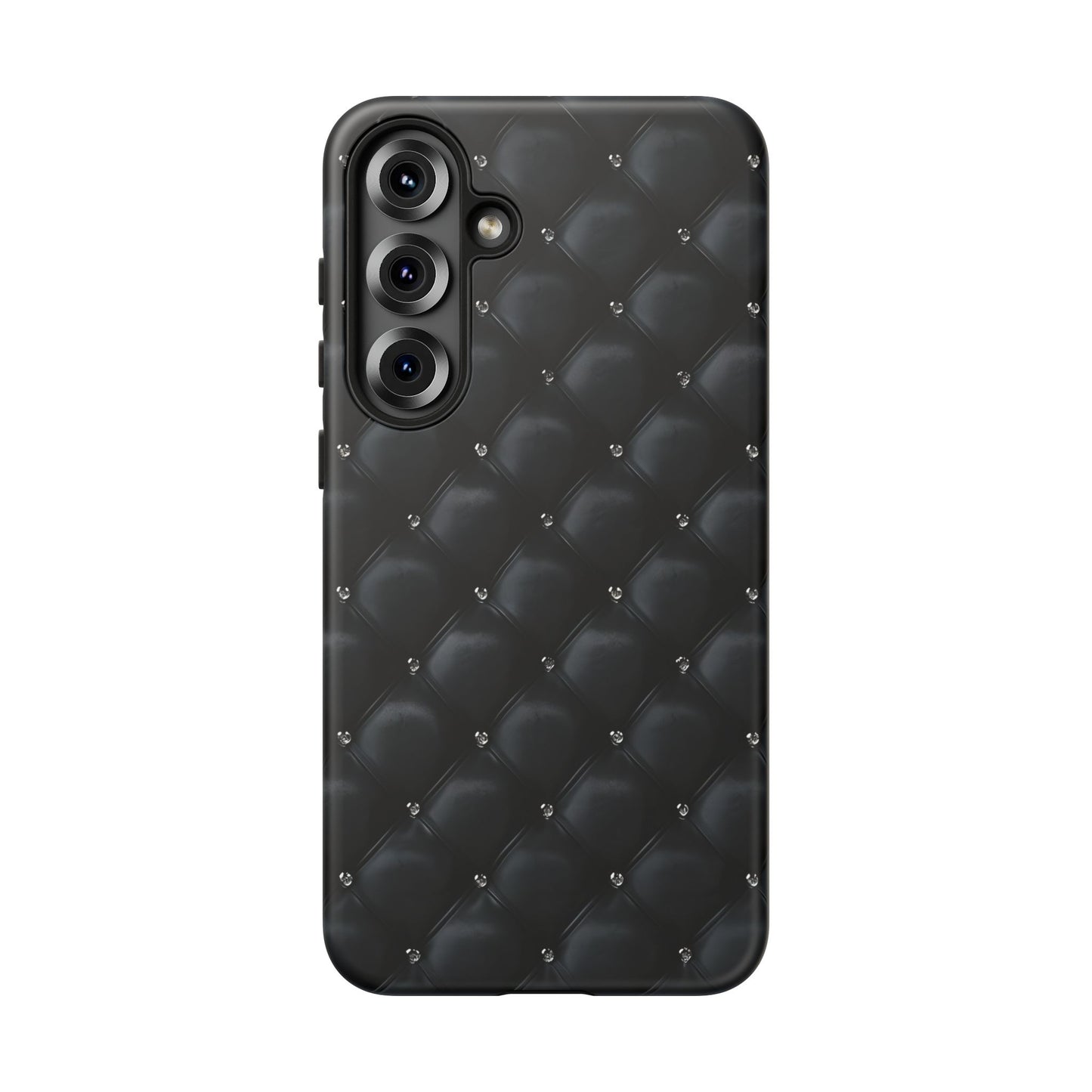 Stylish Tough Phone Case - Elegant Black Quilted Design
