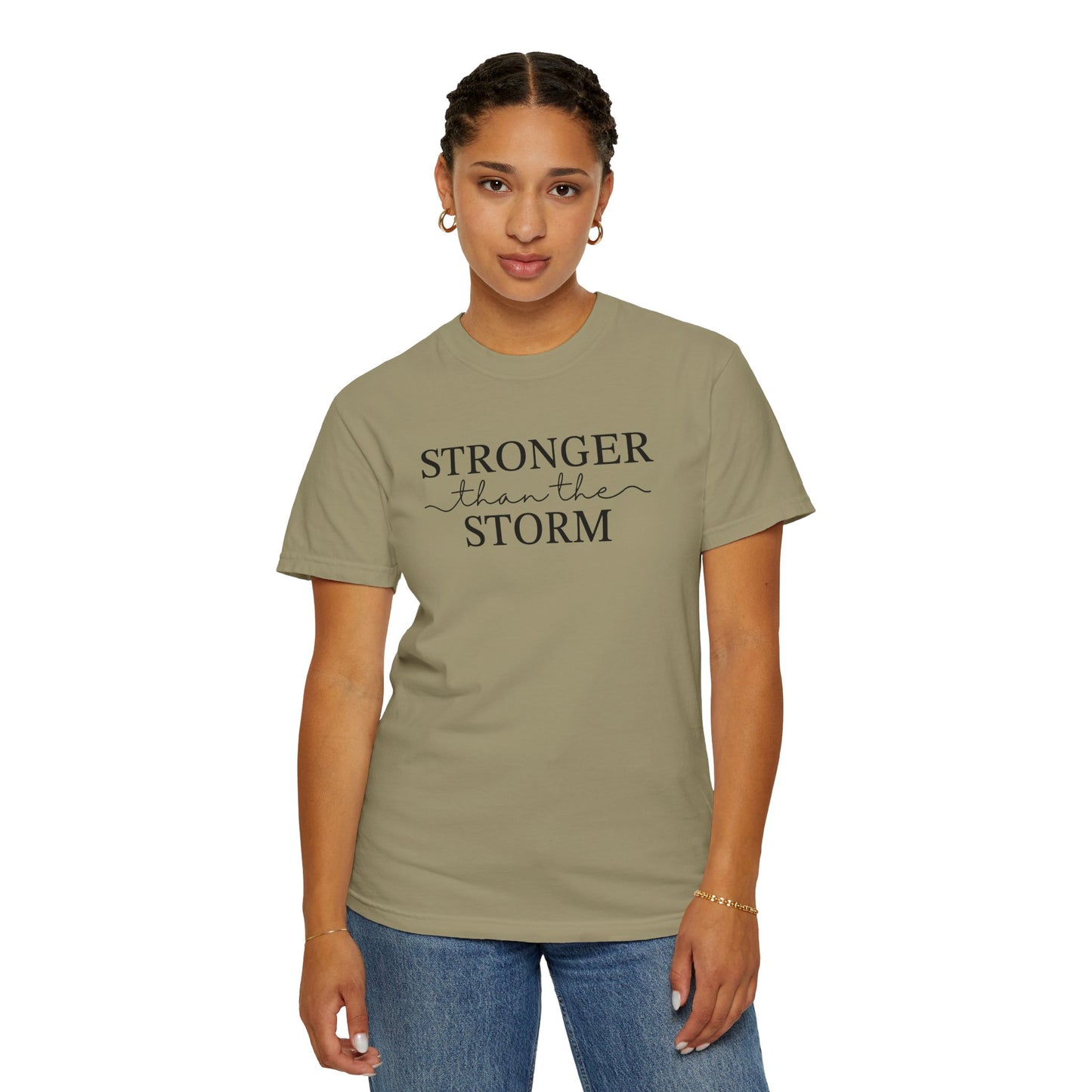 Inspirational T-Shirt - "Stronger than the Storm" Unisex Garment-Dyed Tee