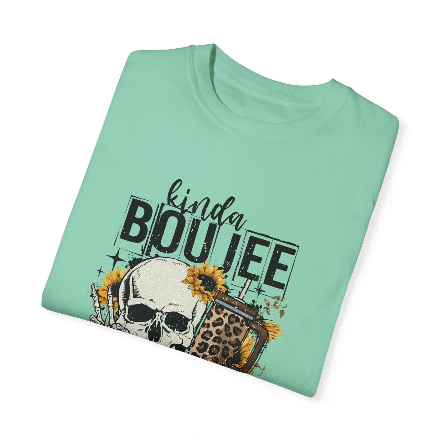 Kinda Boujee Kinda Broke Black Unisex Garment-Dyed T-shirt - Trendy Casual Wear for Cool Vibes