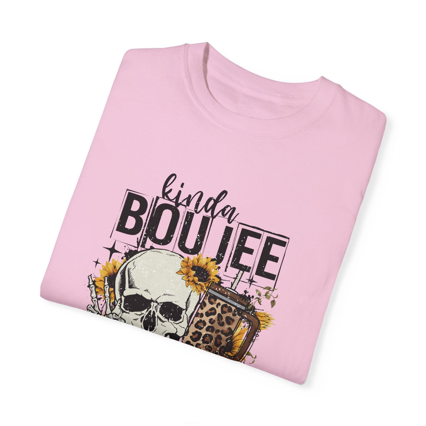 Kinda Boujee Kinda Broke Black Unisex Garment-Dyed T-shirt - Trendy Casual Wear for Cool Vibes