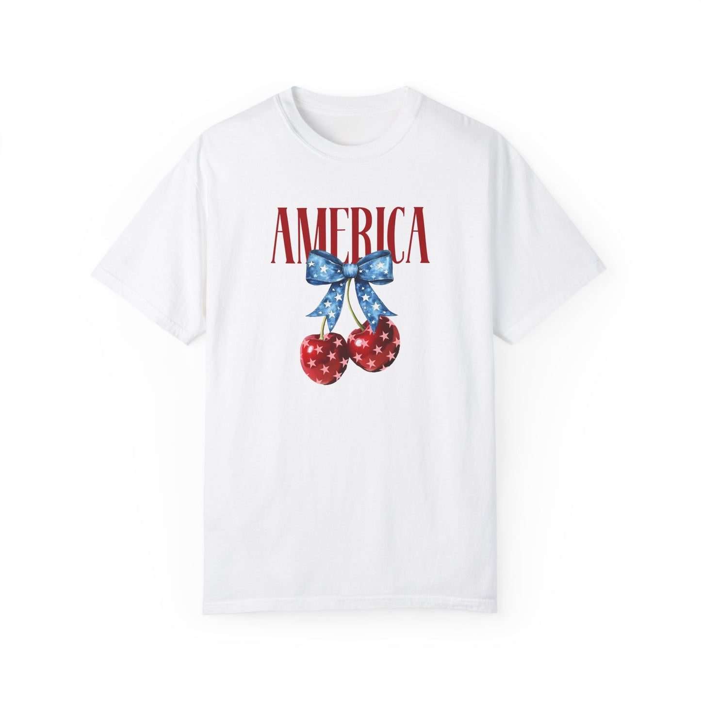 Patriotic Cherry Graphic T-Shirt for Independence Day