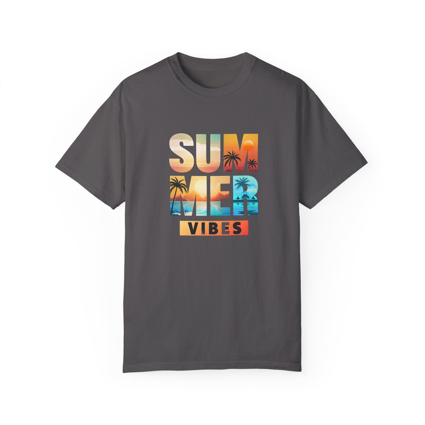 Summer Vibes Unisex Garment-Dyed T-shirt - Relaxed Beach Style Tee