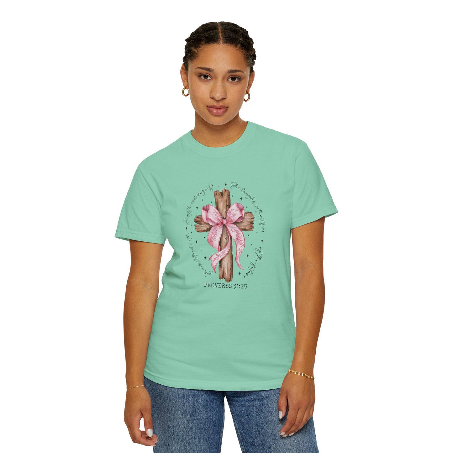 Faith-Inspired Unisex T-Shirt with Proverbs 31:25 Design Coquette
