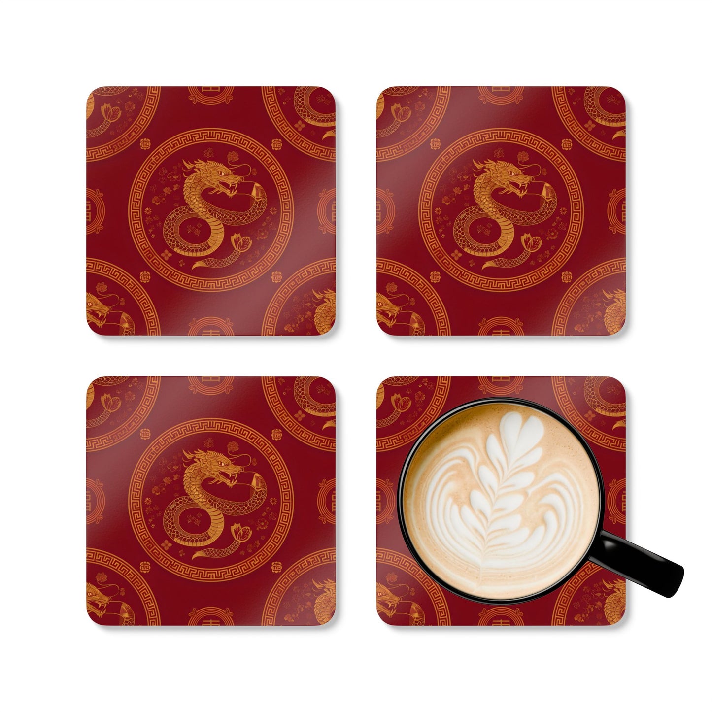 Dragon Design Cork Coaster Set - Perfect for Chinese New Year Celebrations