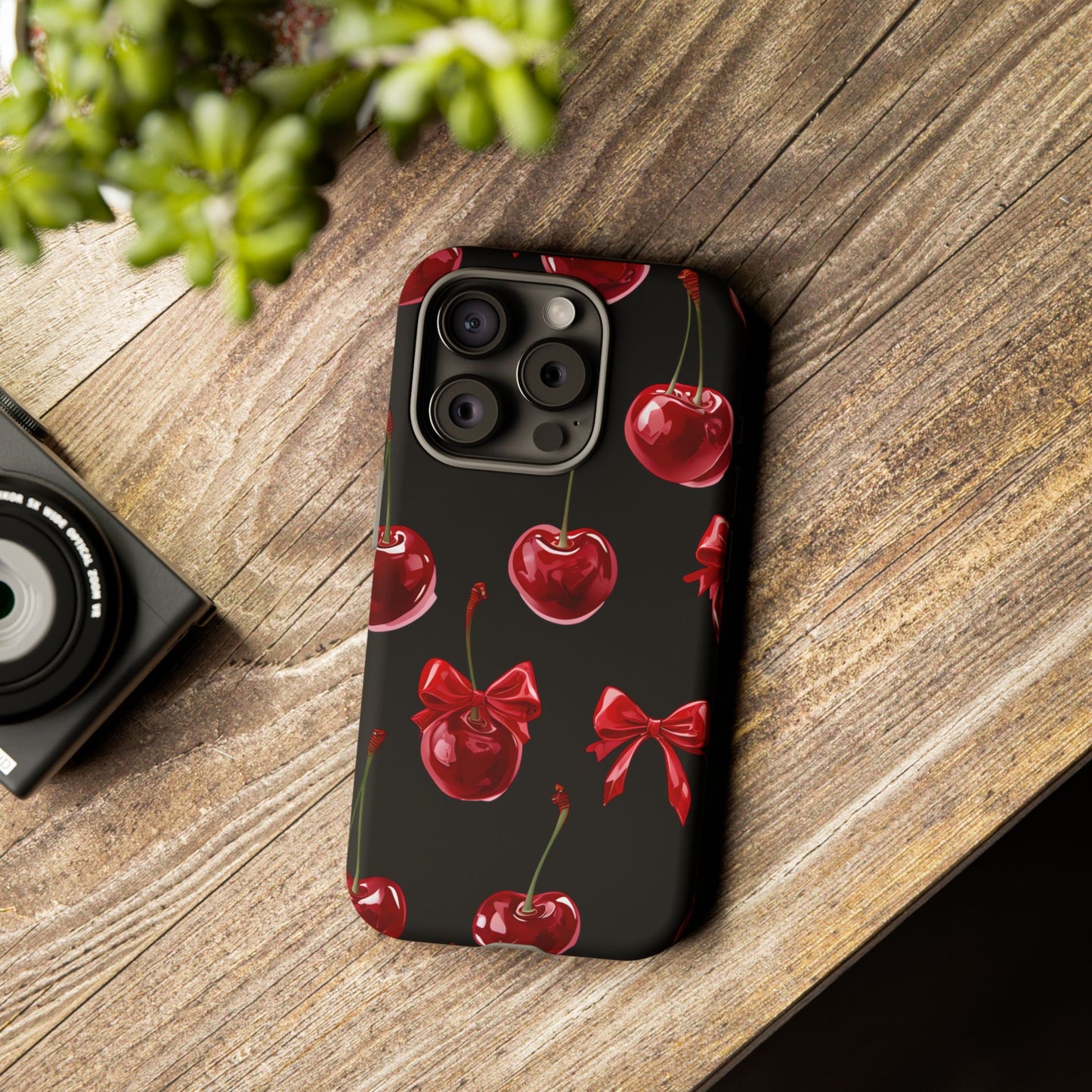 Coquette-Cherry Print Tough Phone Case - Stylish & Durable Protection