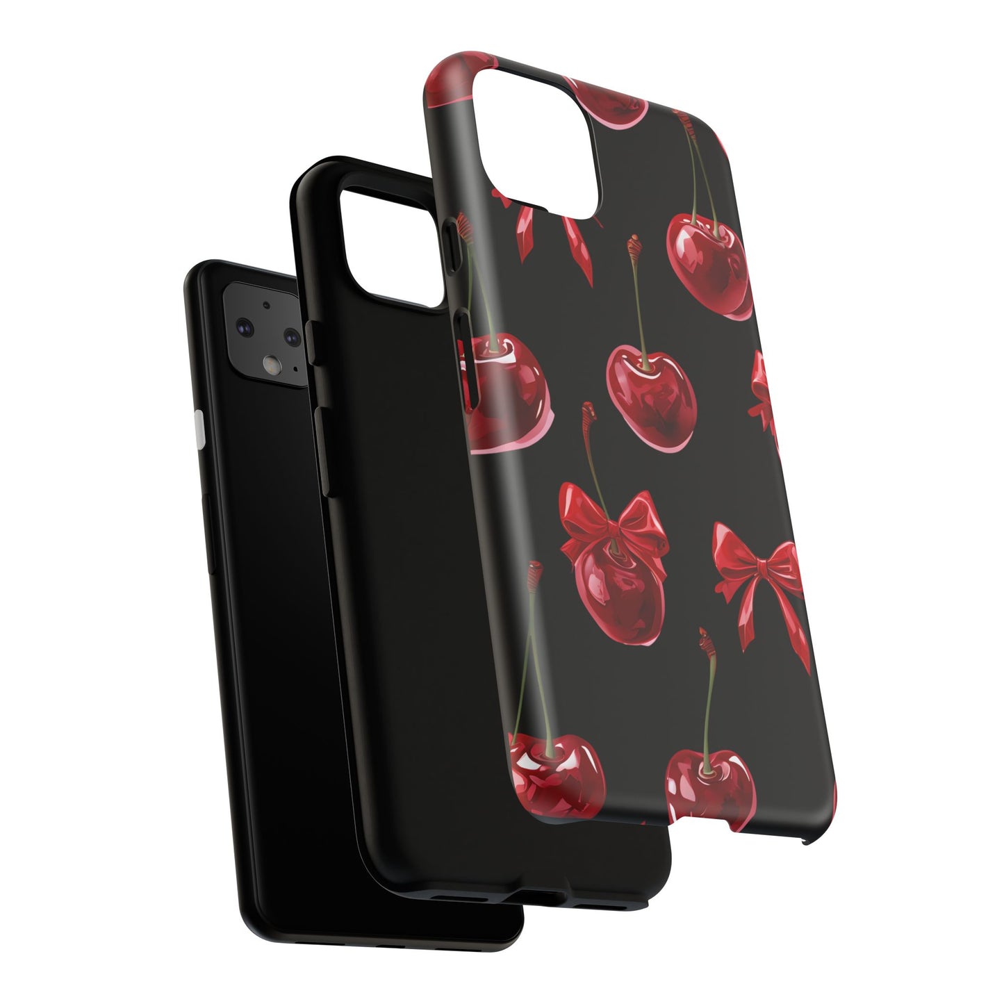 Coquette-Cherry Print Tough Phone Case - Stylish & Durable Protection