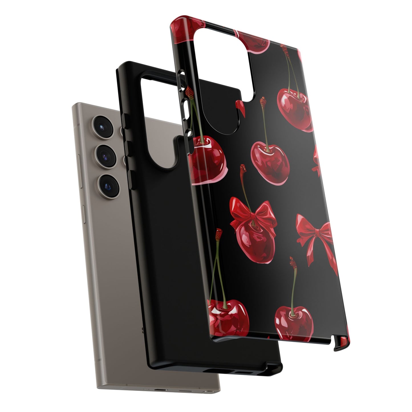 Coquette-Cherry Print Tough Phone Case - Stylish & Durable Protection