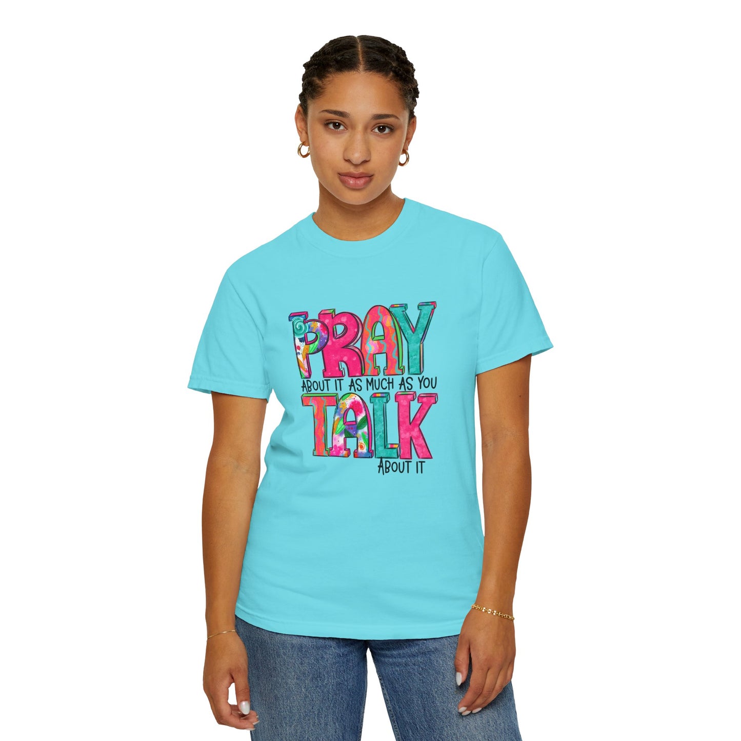 Colorful Unisex T-Shirt - 'Pray About It, Talk About It' Inspirational Design