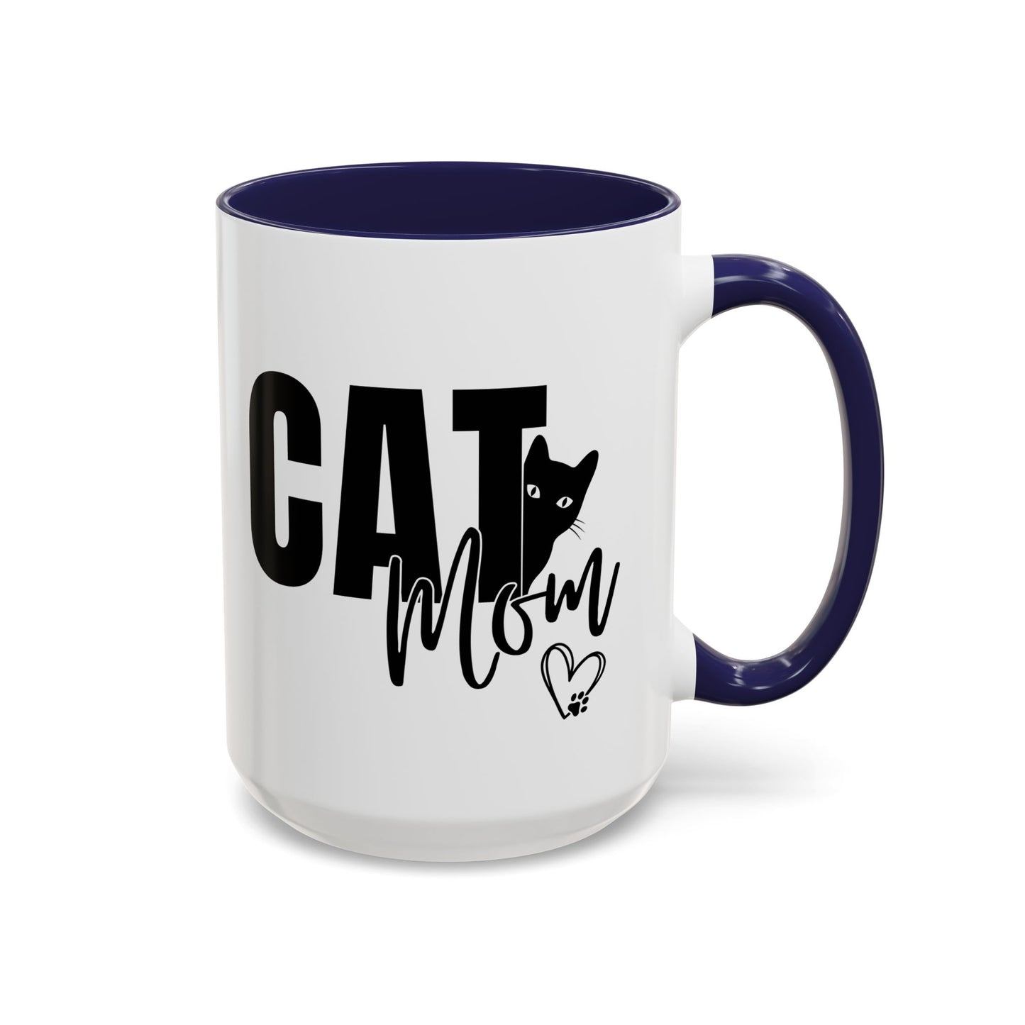 Cat Mom Accent 15oz Coffee Mug – Perfect Gift for Cat Lovers