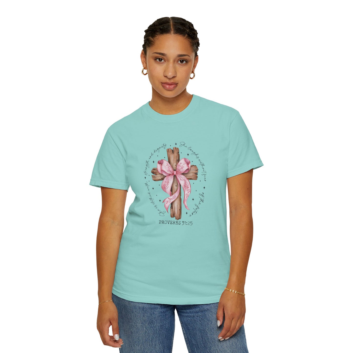 Faith-Inspired Unisex T-Shirt with Proverbs 31:25 Design Coquette