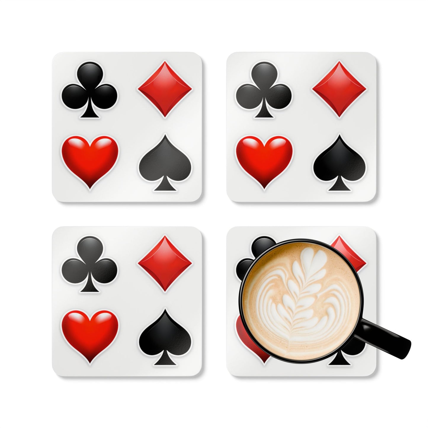 Playing Card Corkwood Coaster Set - Unique Poker-themed Drink Coasters