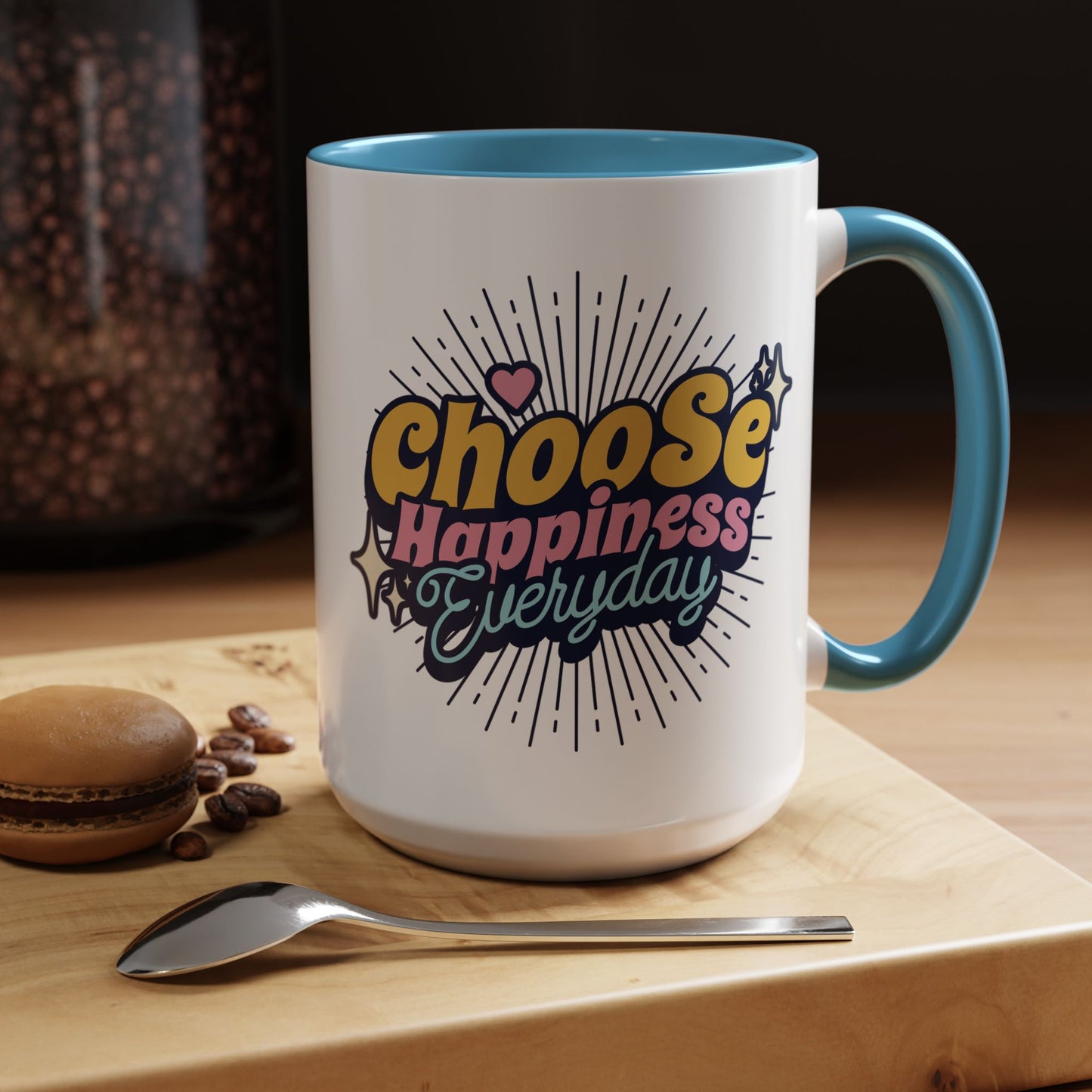 Choose Happiness Everyday 15oz Coffee Mug - Colorful Ceramic Cup for Positive Vibes