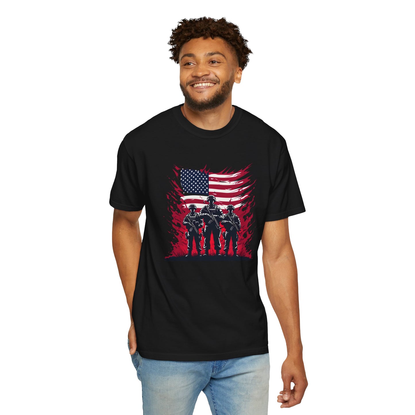 Patriotic Men’s Garment-Dyed T-Shirt | American Flag Design