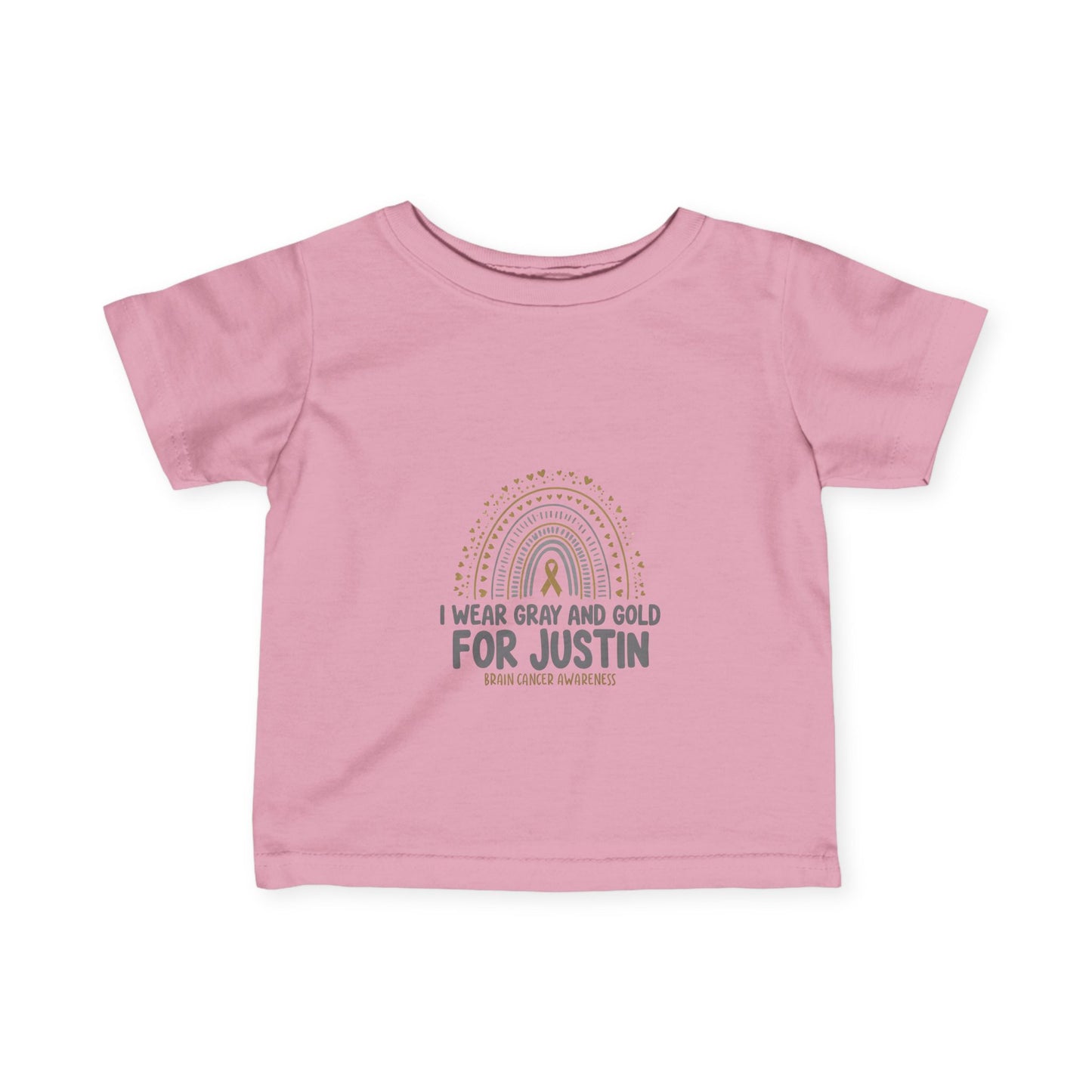 INFANT JUSTIN Tee - Gray and Gold for Justin - Brain Cancer Awareness