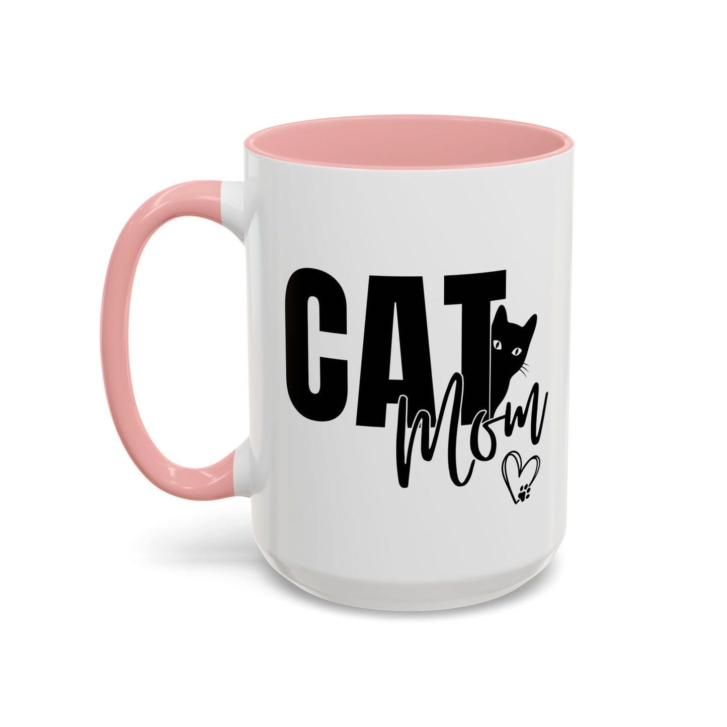 Cat Mom Accent 15oz Coffee Mug – Perfect Gift for Cat Lovers