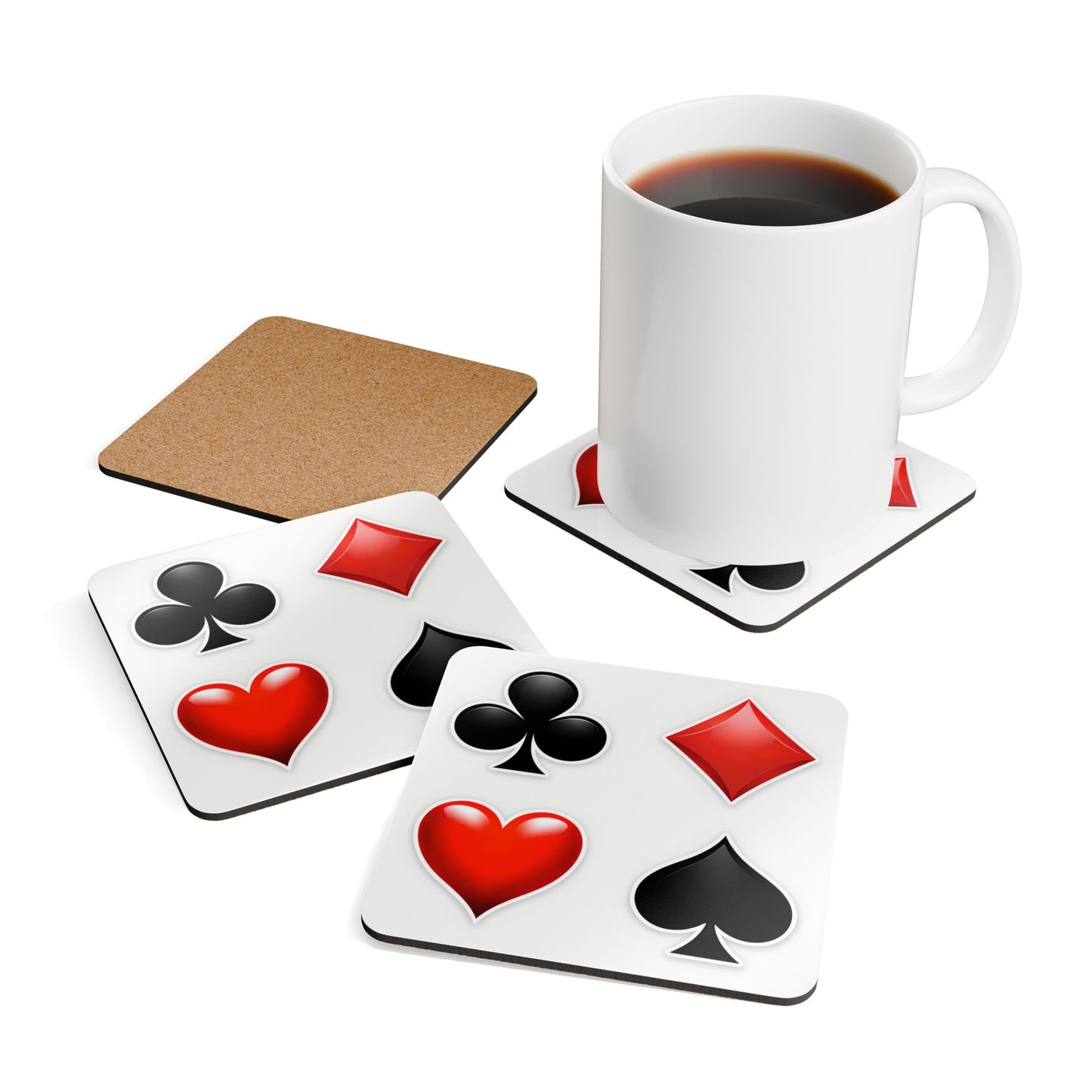 Playing Card Corkwood Coaster Set - Unique Poker-themed Drink Coasters