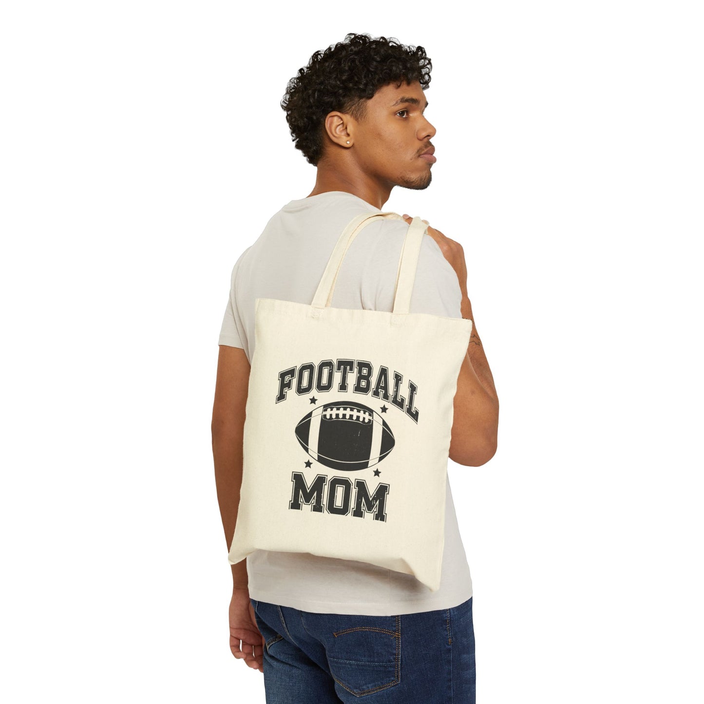Football Mom Cotton Canvas Tote Bag - Perfect for Game Days & Everyday Use