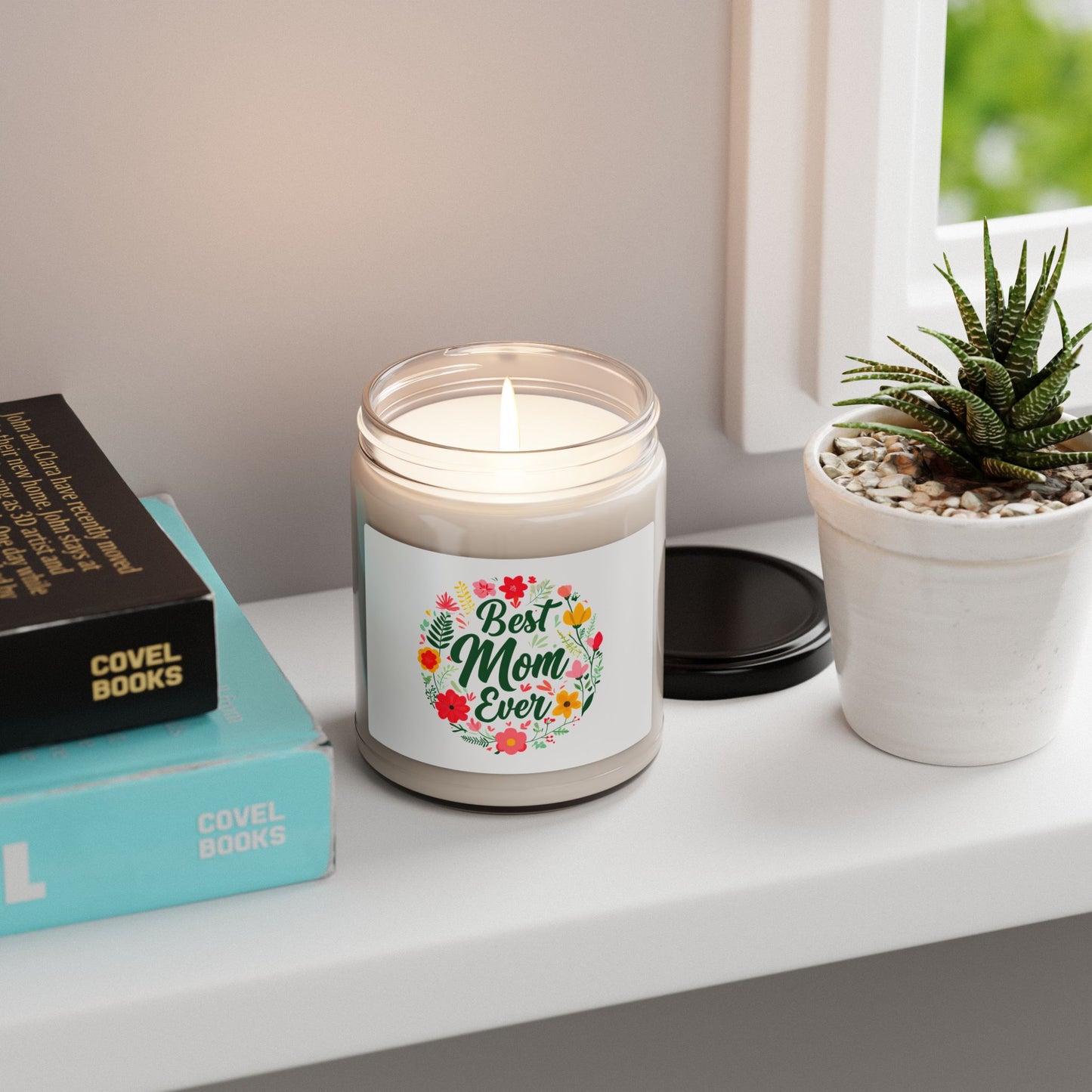 Best Mom Ever Scented Soy Candle - 9oz Floral Gift for Mother's Day