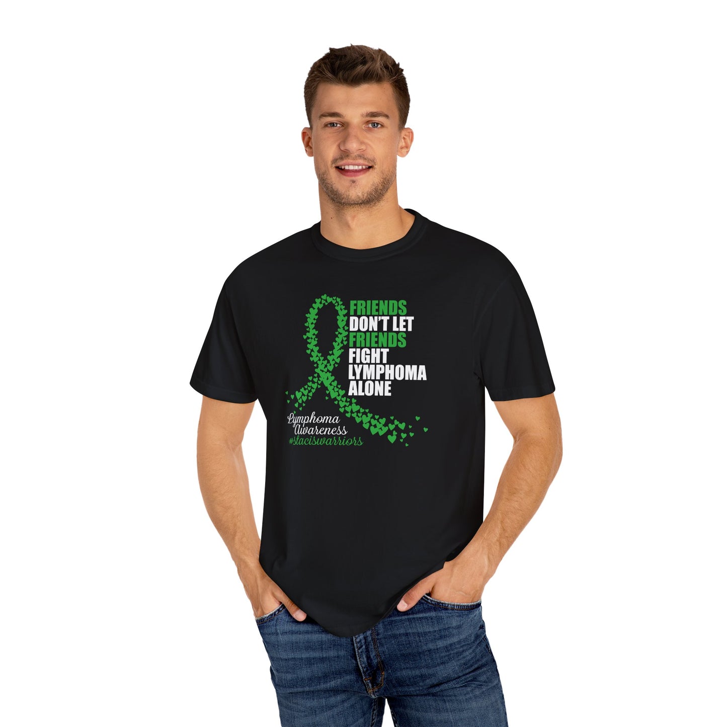 Supportive Lymphoma Awareness T-Shirt, Comfort Tee, Unisex Gift, Pink Ribbon Shirt, Friendship Tee, Cancer Awareness