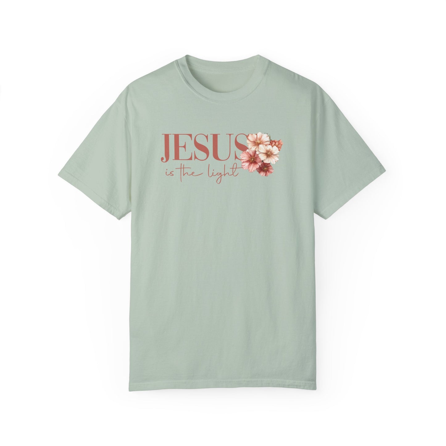 Inspirational Flower Cross T-shirt - Jesus is the Light Design