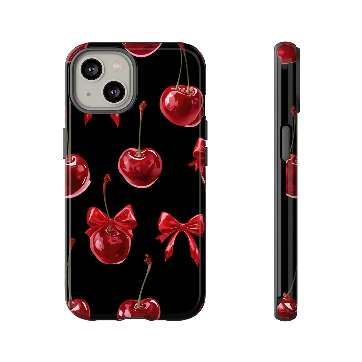 Coquette-Cherry Print Tough Phone Case - Stylish & Durable Protection