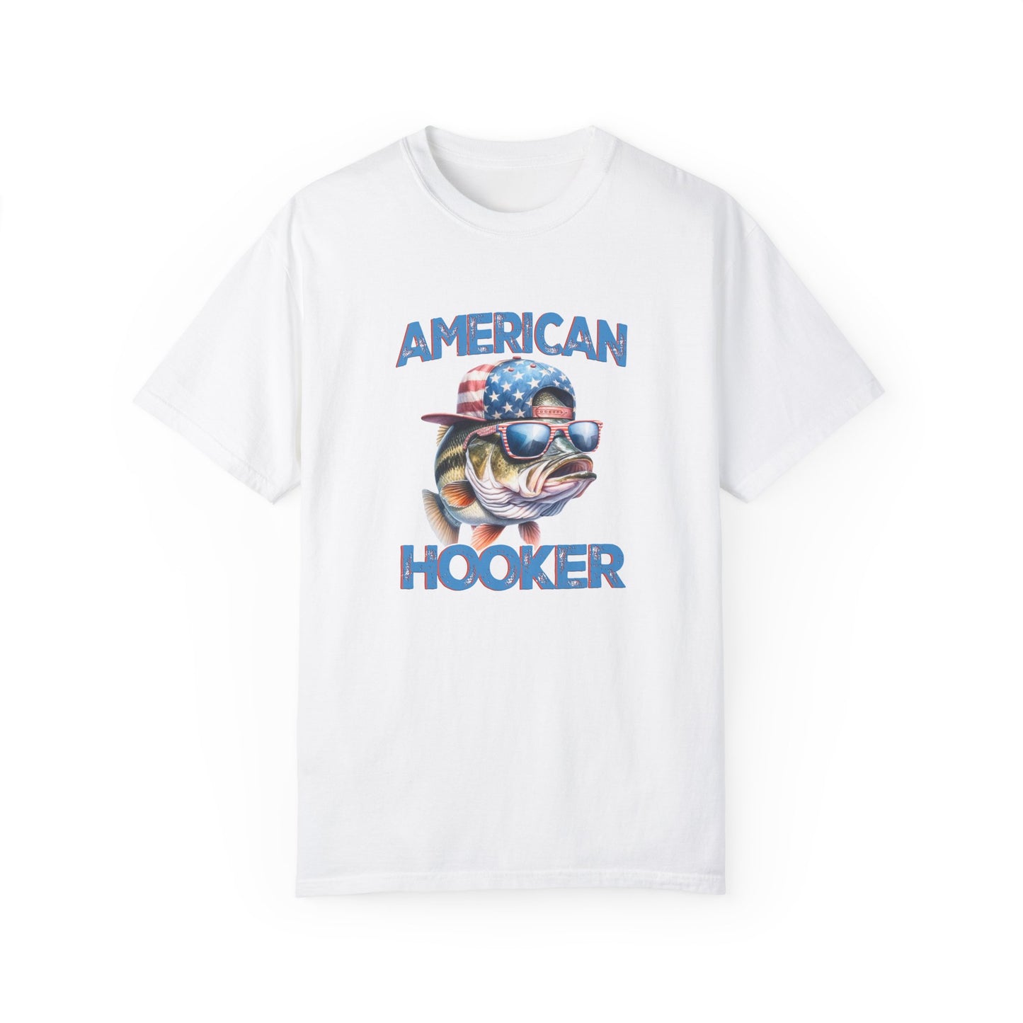 American Hooker Fish Graphic T-Shirt - Unisex Garment-Dyed Tee for Fishing Enthusiasts