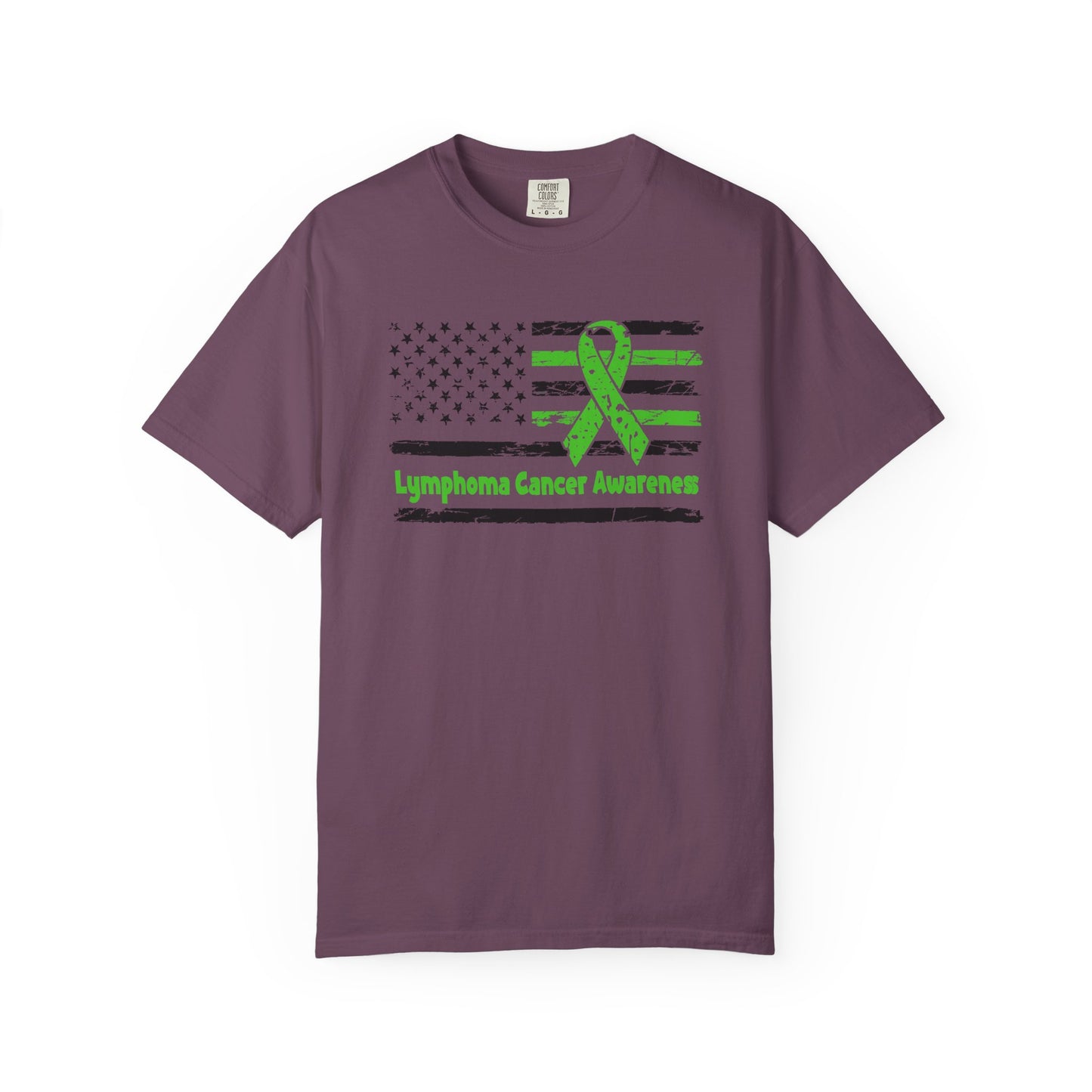 Lymphoma Awareness T-Shirt, Unisex Garment-Dyed Tee, Cancer Support Shirt, Green Ribbon Tee, Gift for Awareness Events