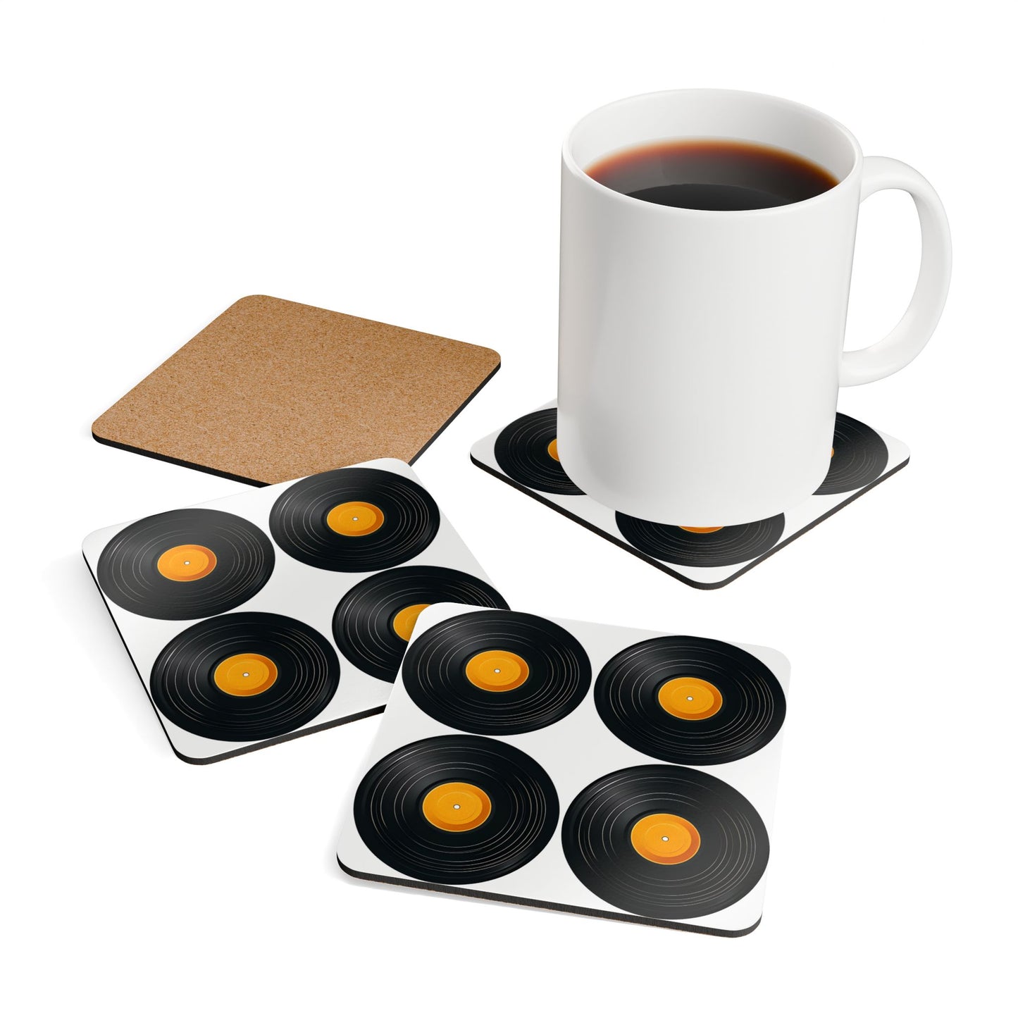 Vinyl Record Cork Coaster Set - Perfect for Music Lovers and Home Decor