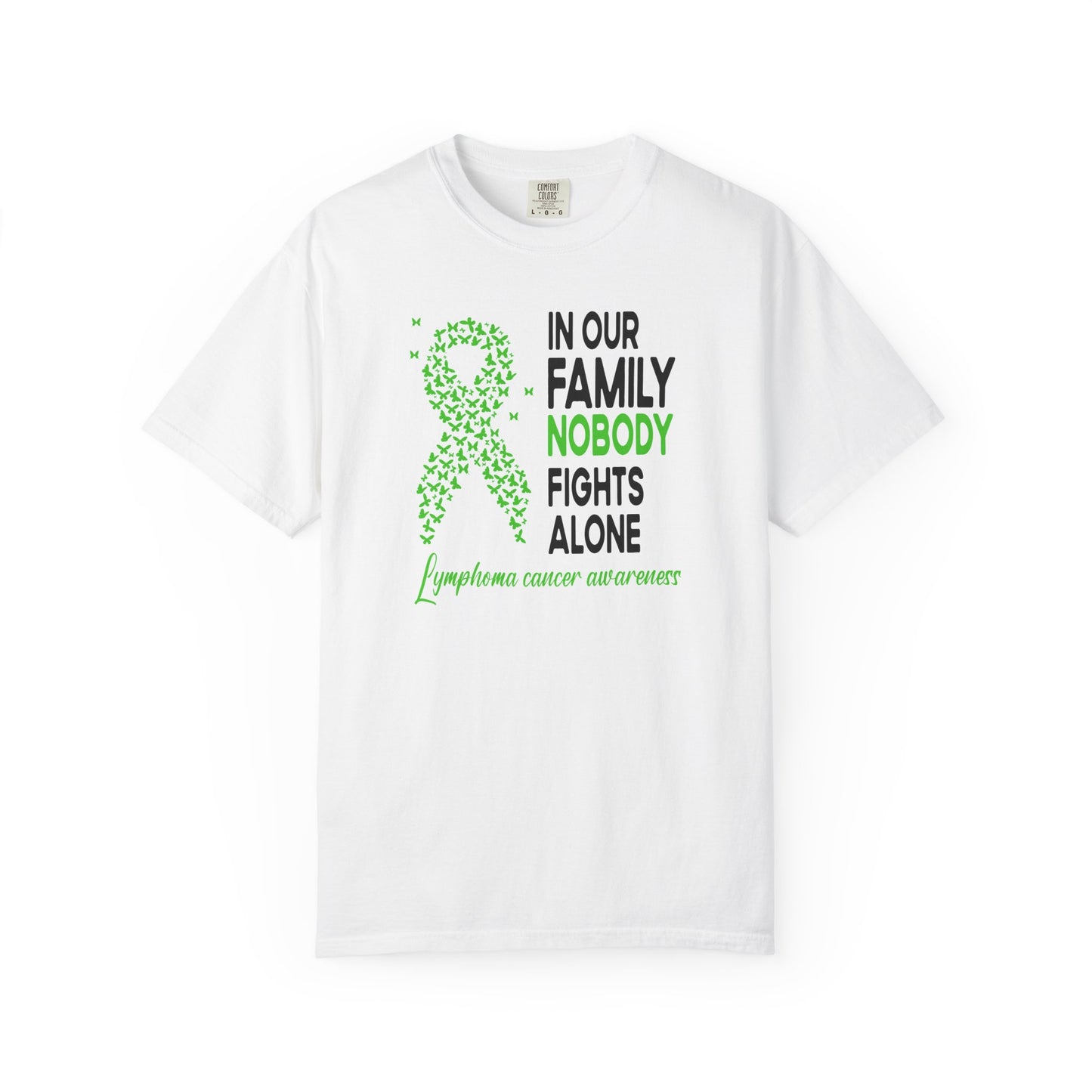 Lymphoma Awareness T-Shirt, Family Support Tee, Garment-Dyed Shirt, Cancer Awareness Apparel, Gift for Caregivers, 5K Event Shirt