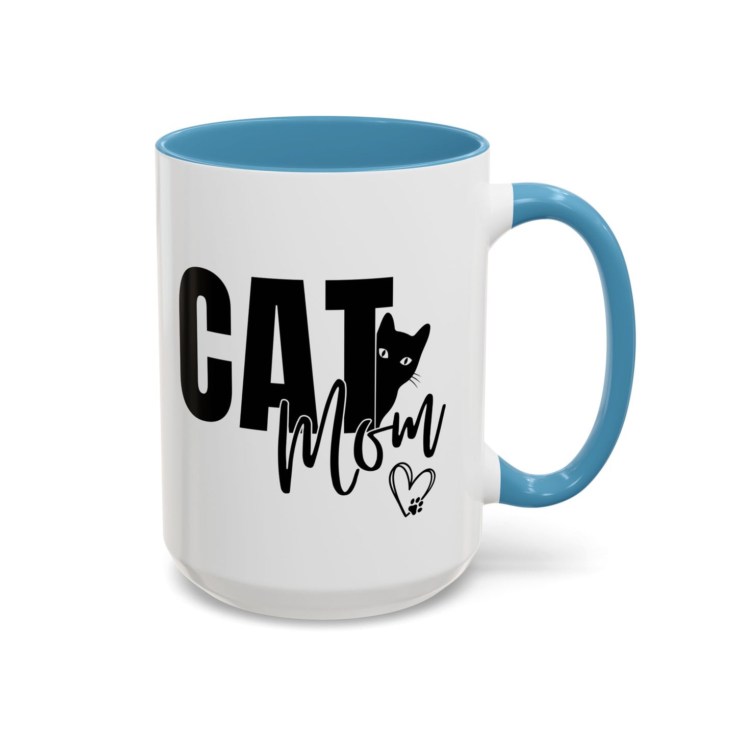 Cat Mom Accent 15oz Coffee Mug – Perfect Gift for Cat Lovers