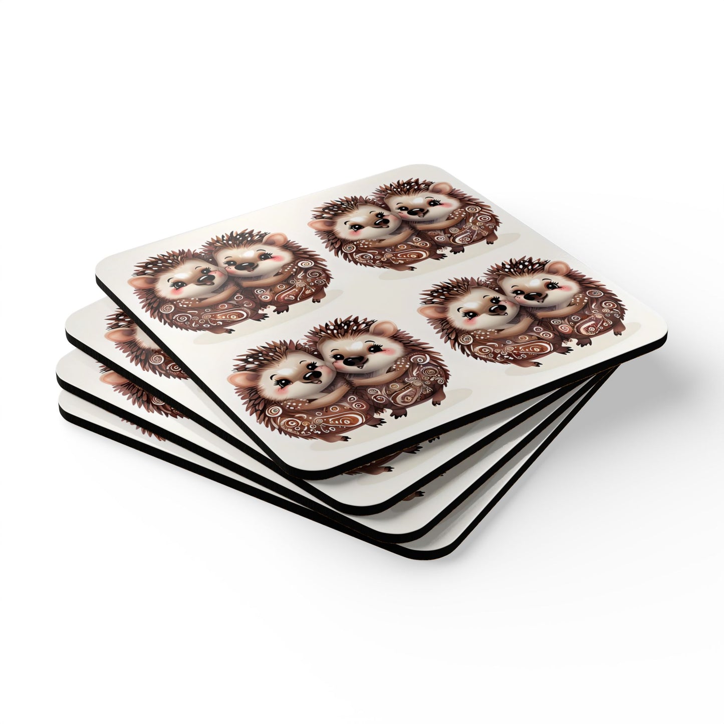 Adorable Hedgehog Cork Coaster Set - Cute & Cozy Drinkware Accessory