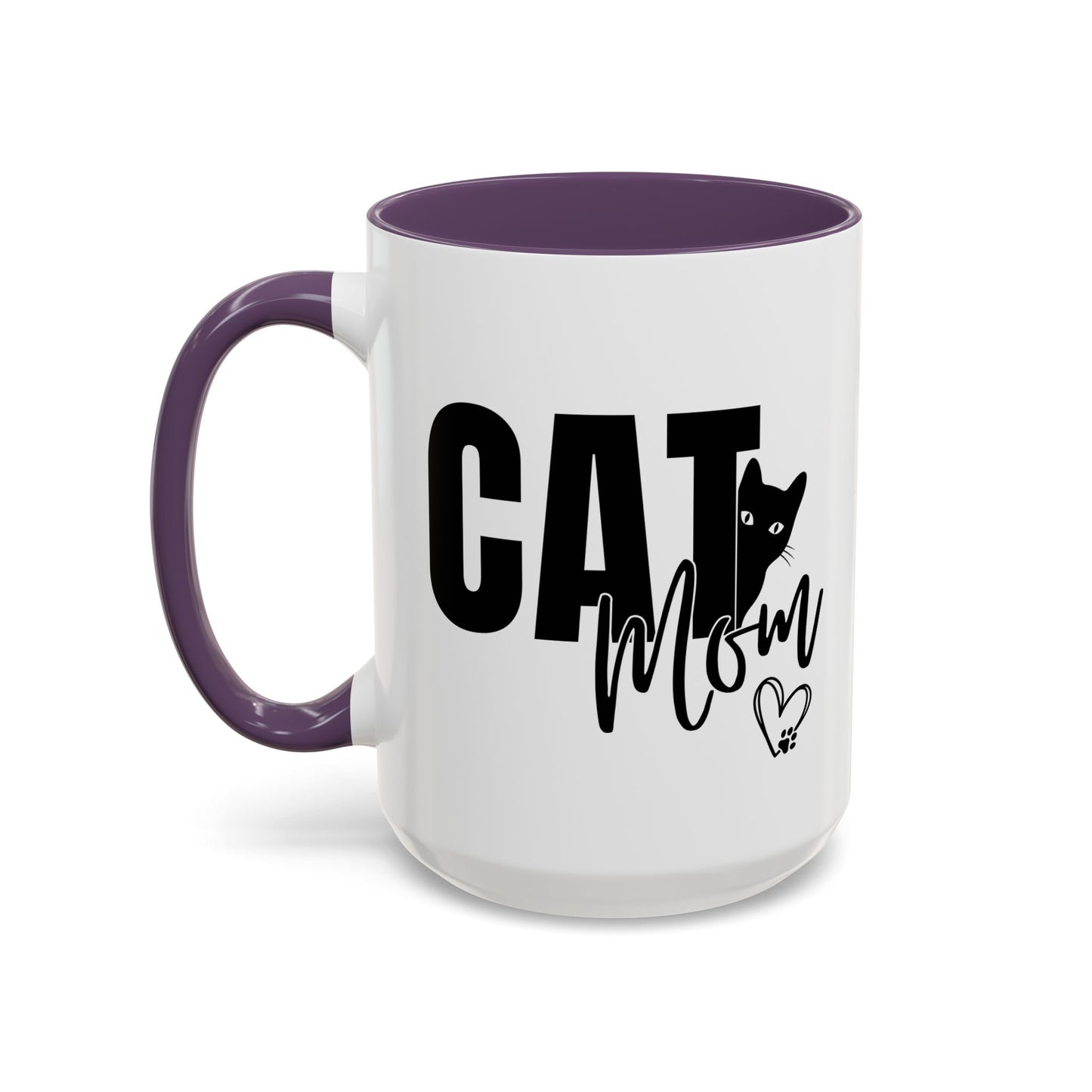 Cat Mom Accent 15oz Coffee Mug – Perfect Gift for Cat Lovers