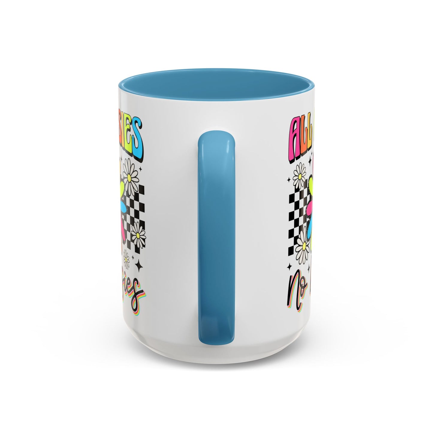 Colorful Flower Accent 15oz. Coffee Mug - 'All Oopsies, No Daisies'