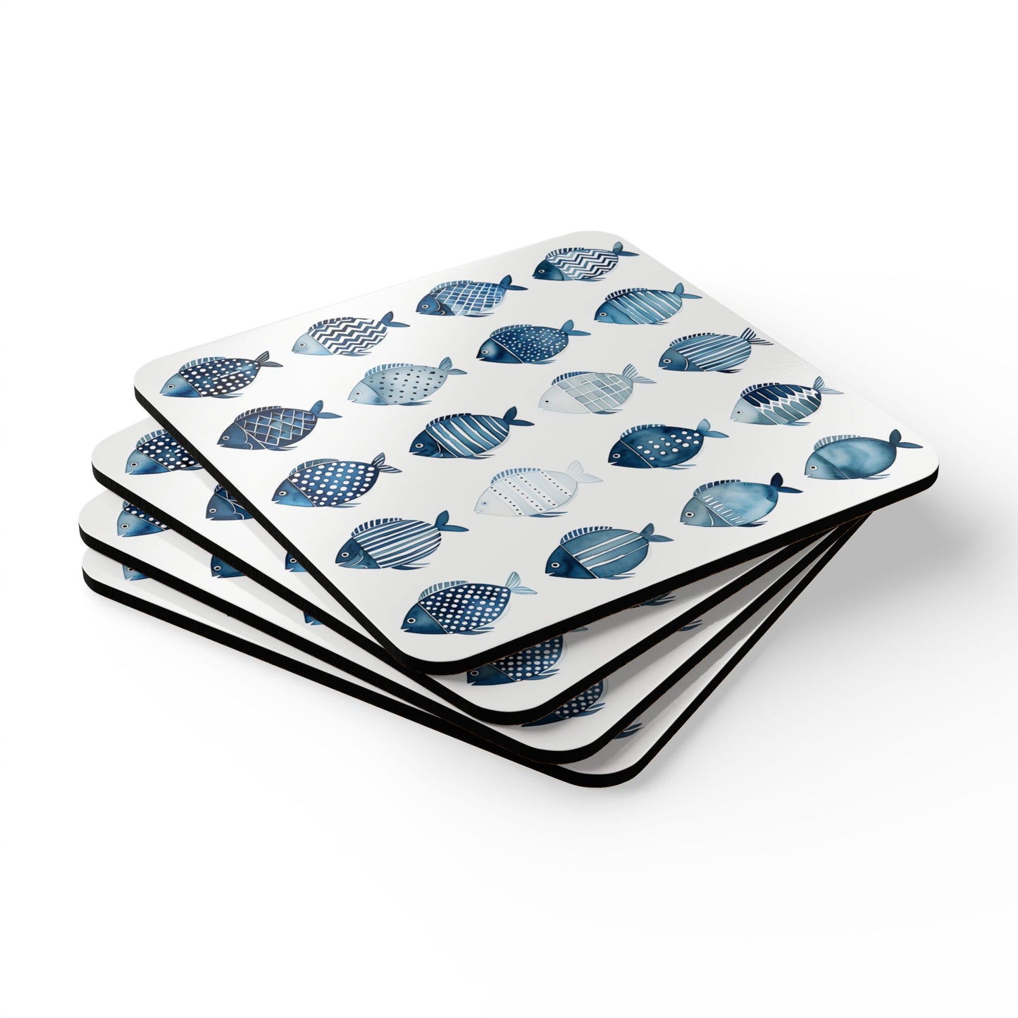 Fish Pattern Cork Coaster Set - Ocean-Inspired Home Decor for Beach Lovers