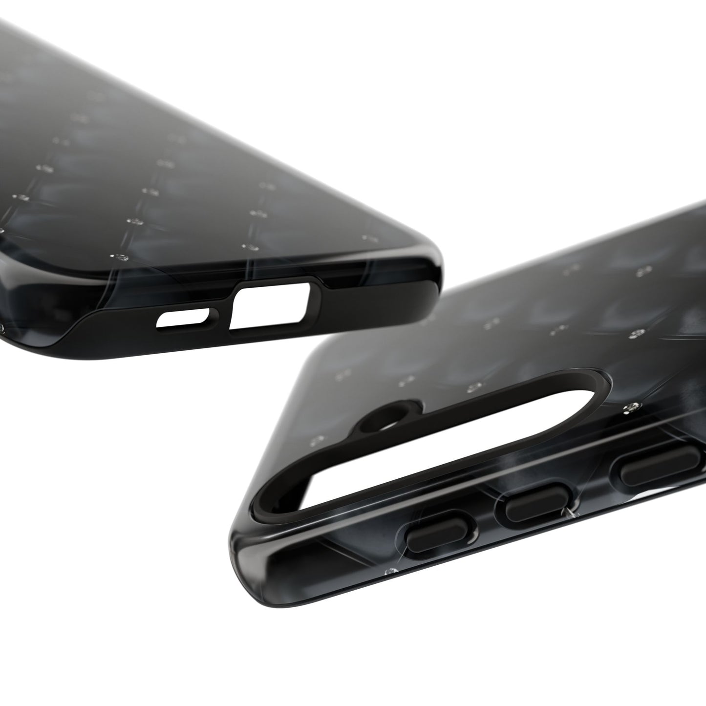Stylish Tough Phone Case - Elegant Black Quilted Design