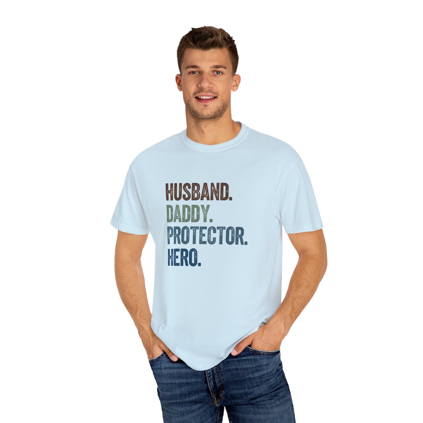 Men's Dad Pride T-Shirt - Husband, Daddy, Protector, Hero