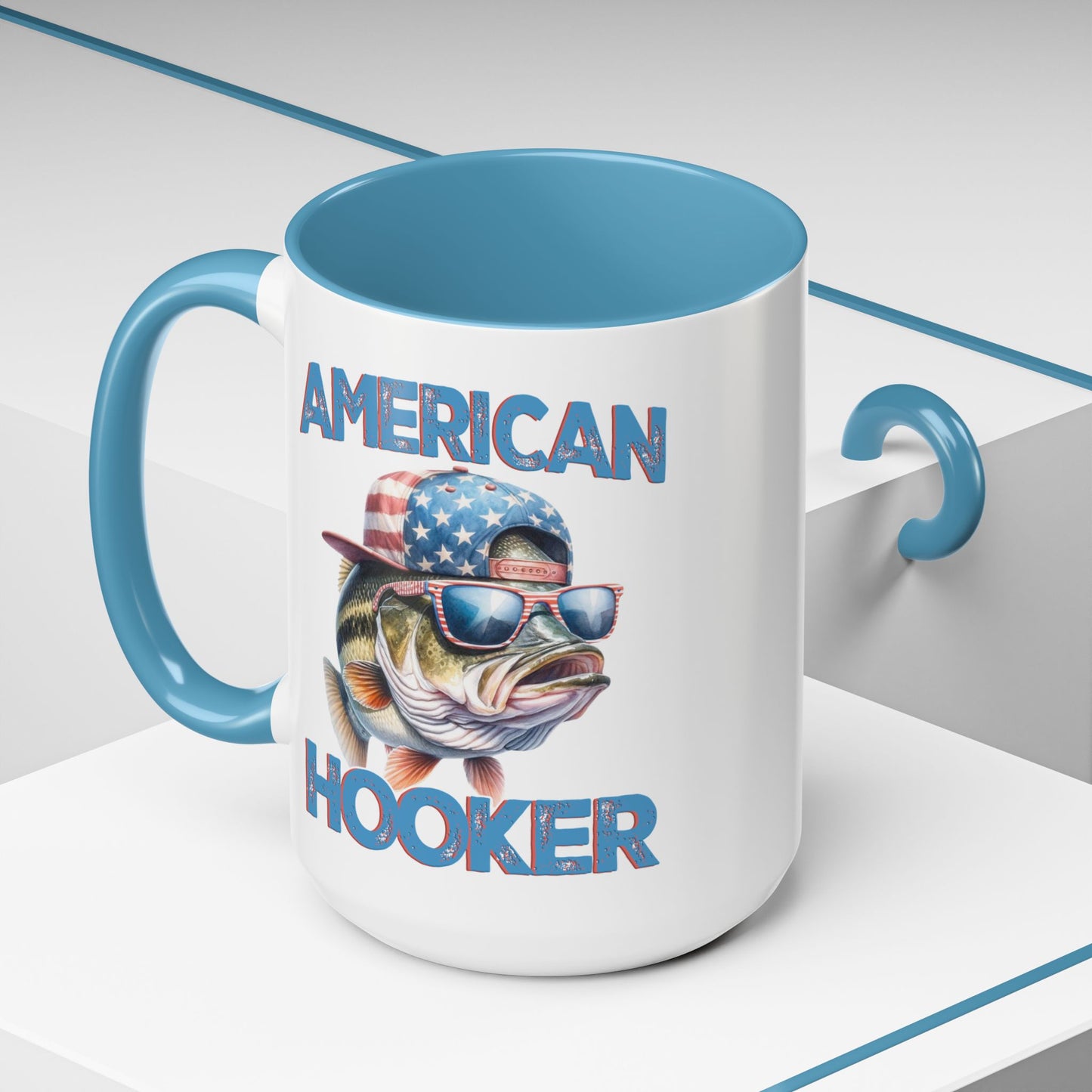 American Hooker Fishing Coffee Mug - 15oz Accent Mug for Anglers