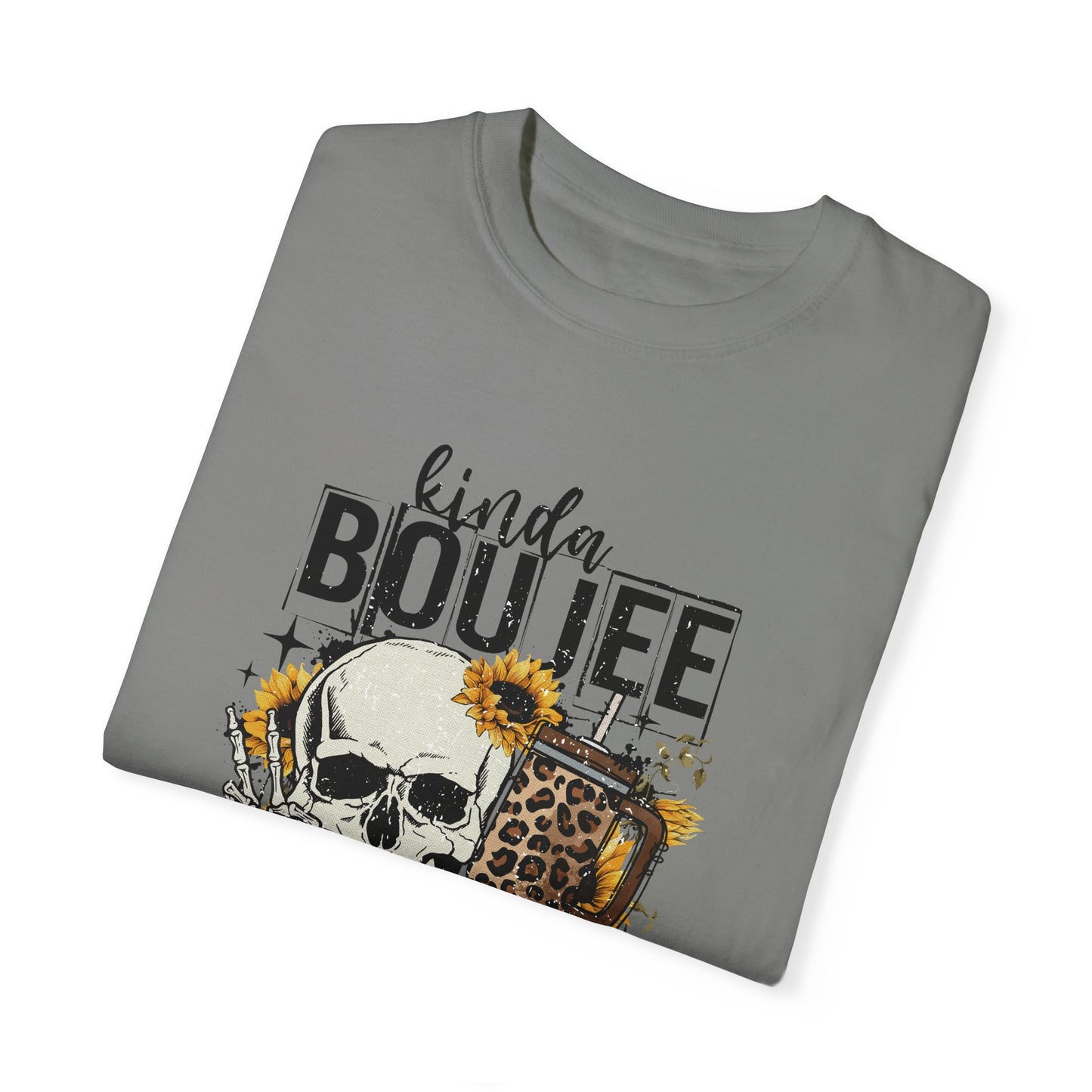 Kinda Boujee Kinda Broke Black Unisex Garment-Dyed T-shirt - Trendy Casual Wear for Cool Vibes