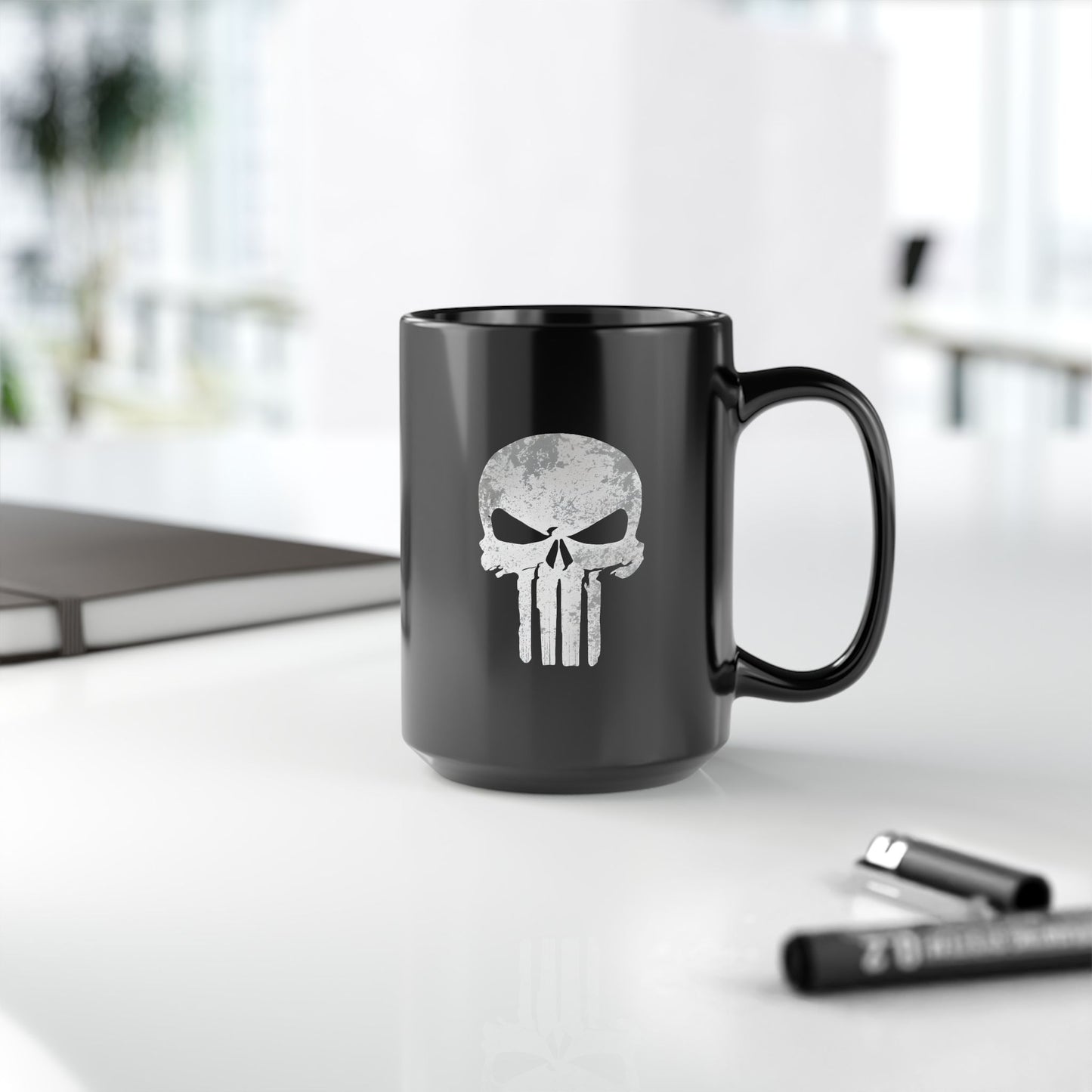 Gothic Skull Coffee Mug - 15oz - Dark Aesthetic for Punisher Fans