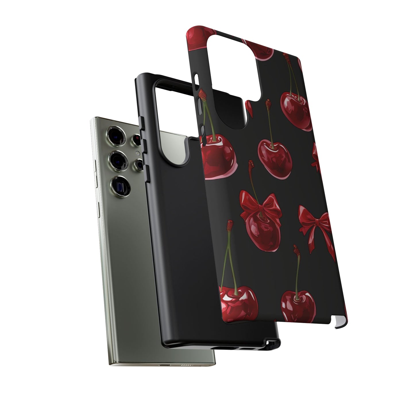 Coquette-Cherry Print Tough Phone Case - Stylish & Durable Protection