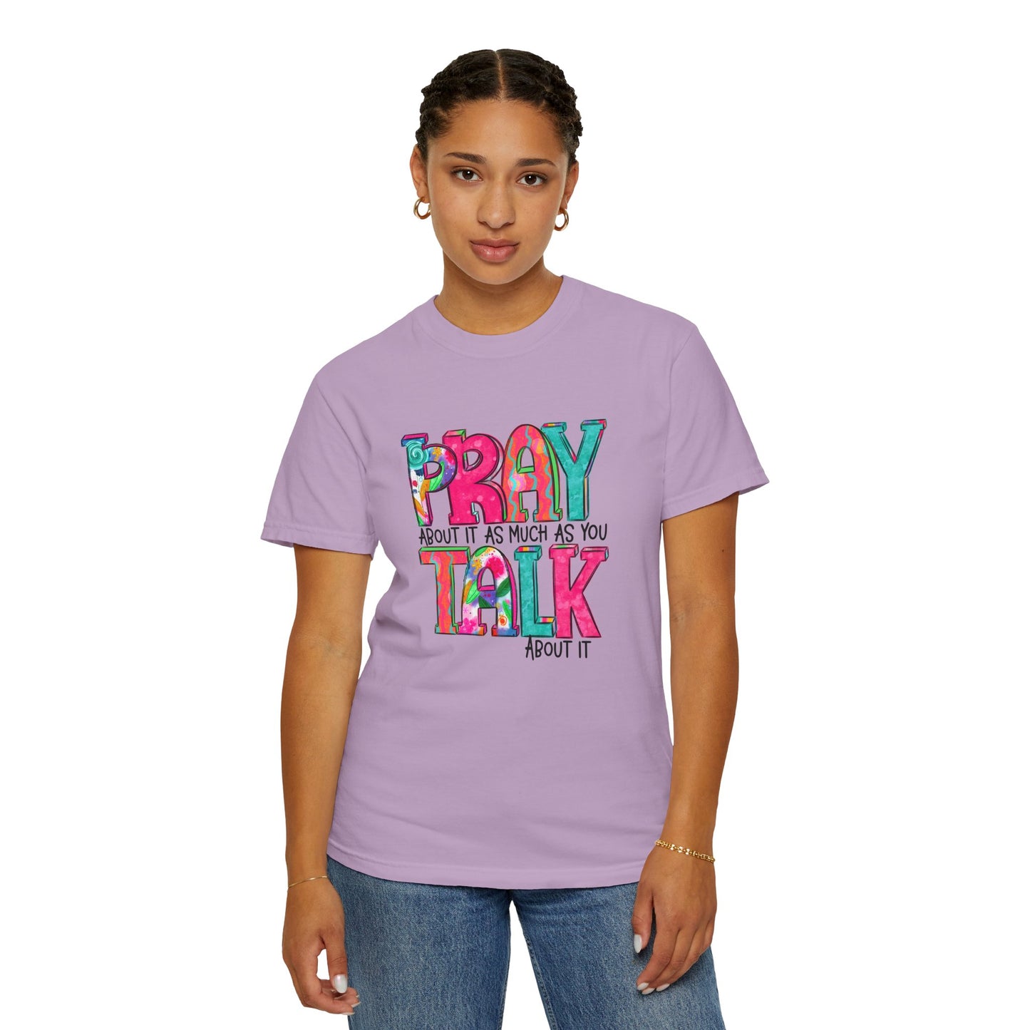 Colorful Unisex T-Shirt - 'Pray About It, Talk About It' Inspirational Design
