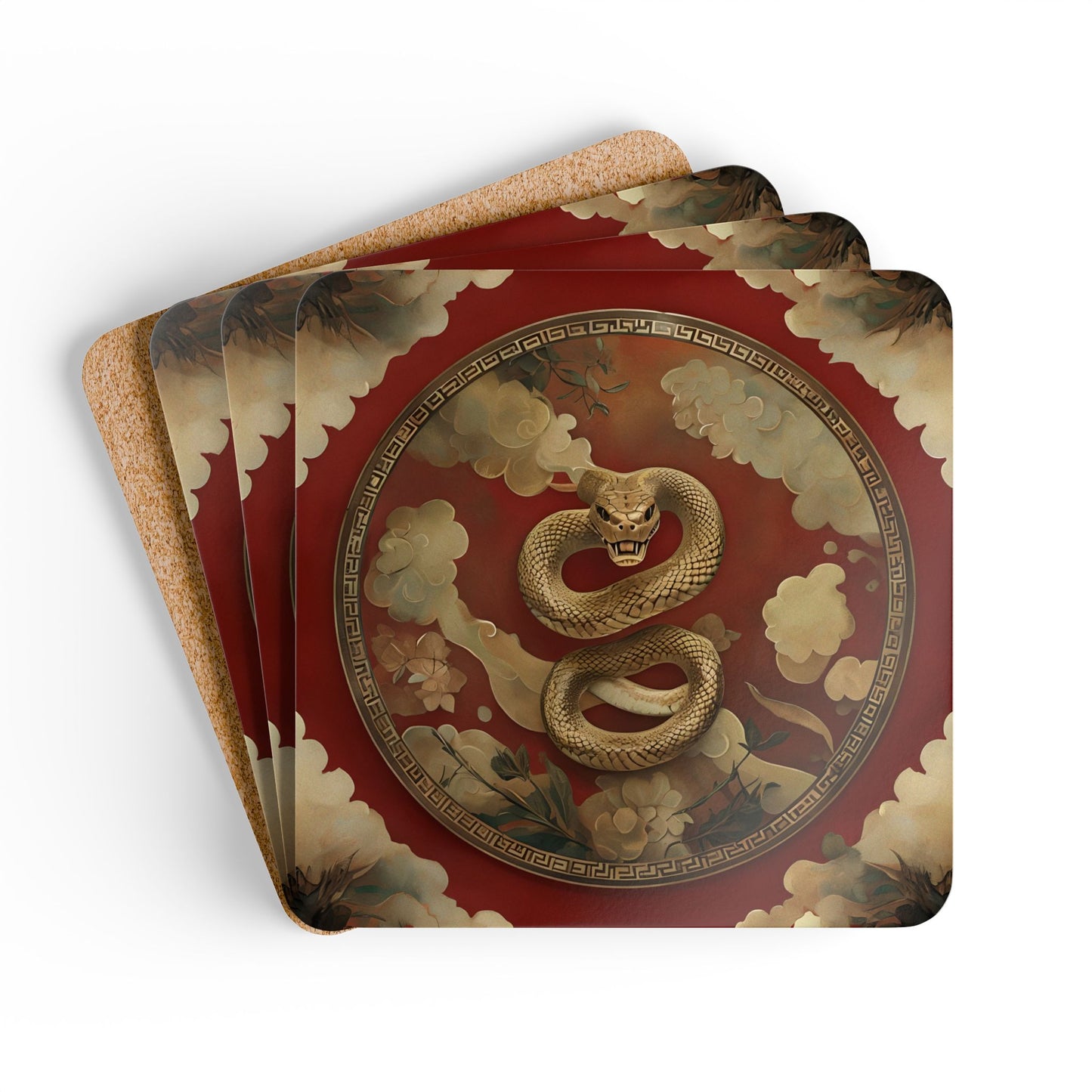 Dragon-Themed Cork Coaster Set – Perfect for Home Decor and Gifting