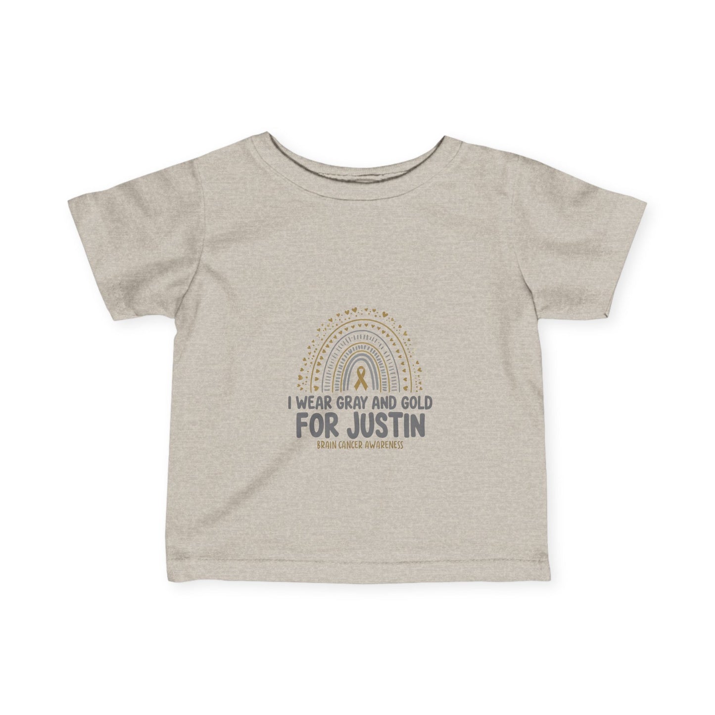 INFANT JUSTIN Tee - Gray and Gold for Justin - Brain Cancer Awareness