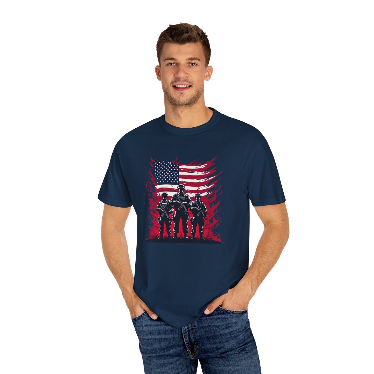 Patriotic Men’s Garment-Dyed T-Shirt | American Flag Design
