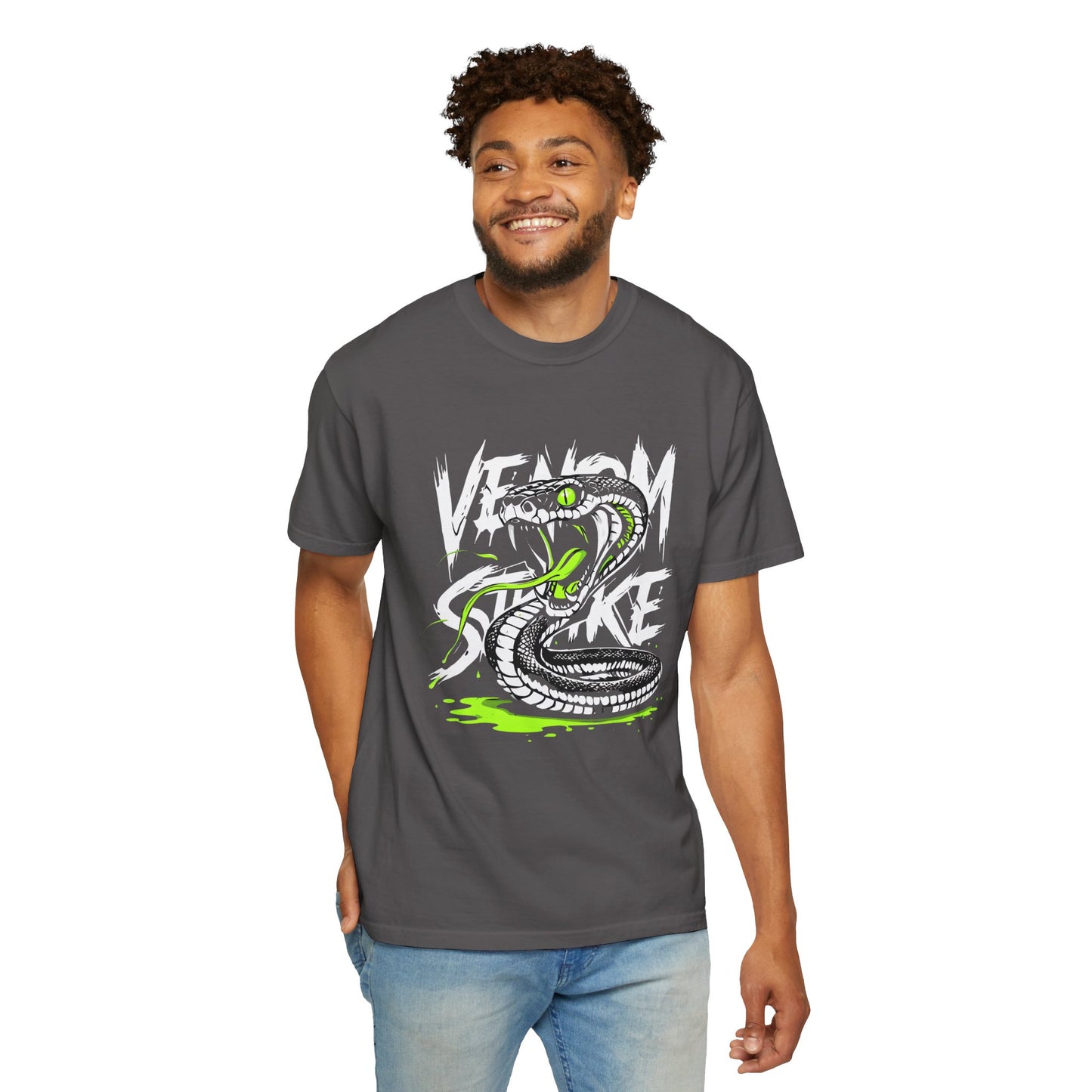 Venom Strike Unisex Garment-Dyed T-Shirt - Edgy Snake Graphic Tee