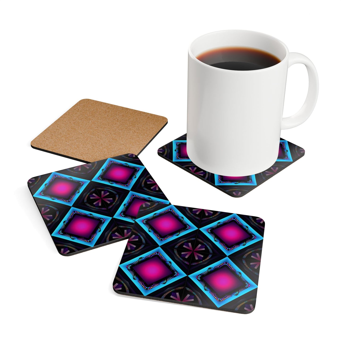 Vibrant Corkwood Coaster Set - Stylish Drink Coasters for Home Decor