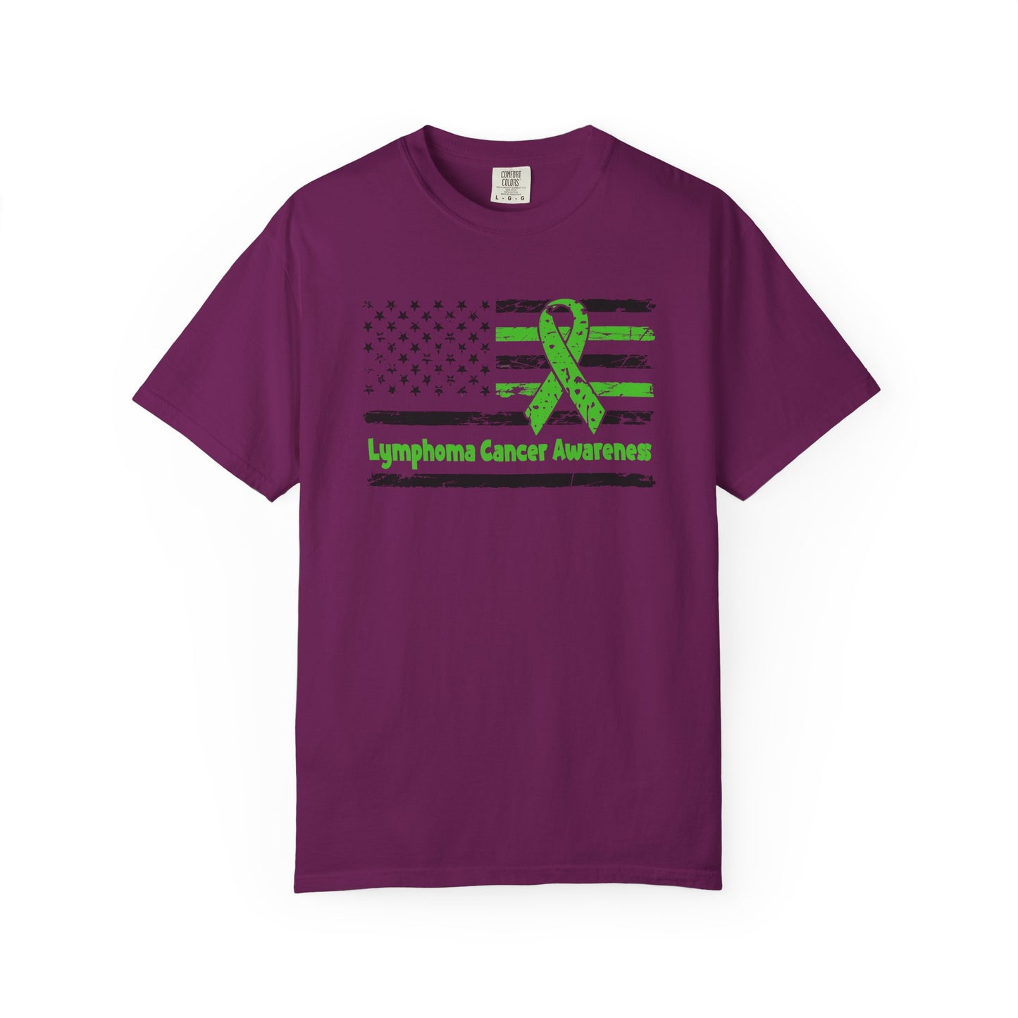 Lymphoma Awareness T-Shirt, Unisex Garment-Dyed Tee, Cancer Support Shirt, Green Ribbon Tee, Gift for Awareness Events