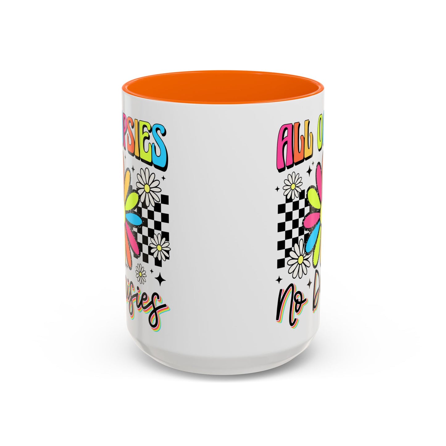 Colorful Flower Accent 15oz. Coffee Mug - 'All Oopsies, No Daisies'